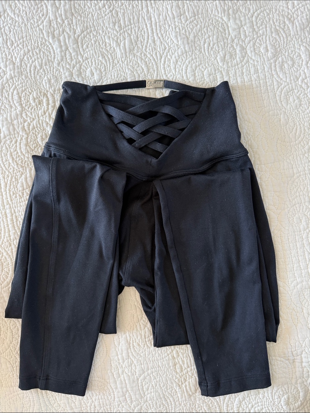 Bombshell Sportswear Black High-Waist Leggings with Crisscross Back - Picture 2 of 2
